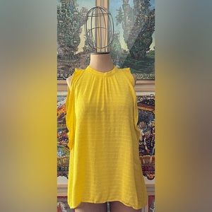 Maeve by Anthropologie yellow ruffle sleeve top size large.